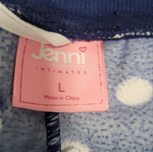 Jenni Intimates Polka Dot Velour Lounge Wear Set Hoodie & Pant Set L EUC Navy - Picture 12 of 16